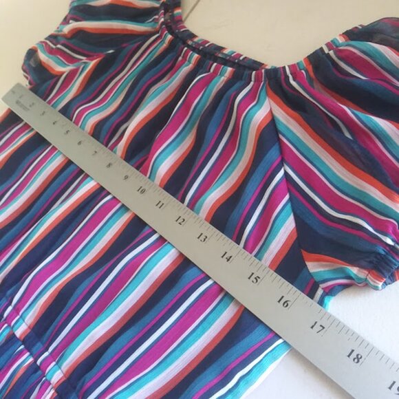 Wonder Nation Girl's size 18 navy blue multicolored  striped dress - Picture 8 of 16